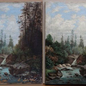J. K.: Tájkép vízeséssel (1894) restaurálás előtt és után