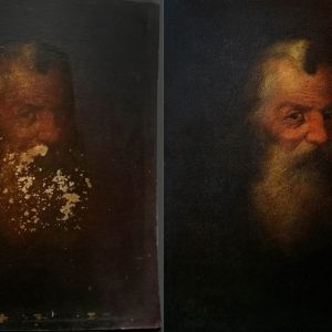 Ismeretlen festő: Férfi portré restaurálás előtt és után