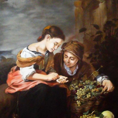 Bartolomé Esteban Murillo: A kis gyümölcsárus (másolat, olaj, vászon, 60 x 80 cm)