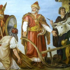 Than Mór: Géza fejedelem mezőgazdaságot oktat  (másolat, tiszta freskó, 220 x 160 cm) Orbán Edinával és Szokán Erikával közös munka.